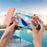 IPX8 Waterproof Phone Holder for Phones within 7.5'' Stripes Texture Clear TPU Underwater Bag Touch Screen Pouch - Pink - 2