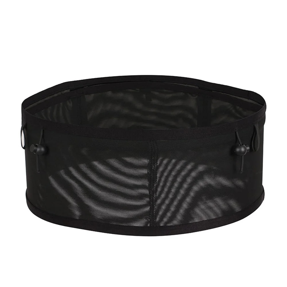 Multifunctional Elastic Sports Waist Bag Large Mesh Cell Phone Running Bag Cycling Climbing Water Bottle Pouch, Size: M - Black - 1