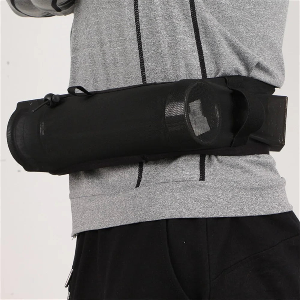 Multifunctional Elastic Sports Waist Bag Large Mesh Cell Phone Running Bag Cycling Climbing Water Bottle Pouch, Size: M - Black - 4