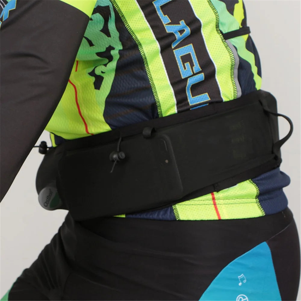 Sports Waist Bag Elastic Large Mesh Cell Phone Water Bottle Pouch for Running Cycling Climbing, Size: XL - Black - 2