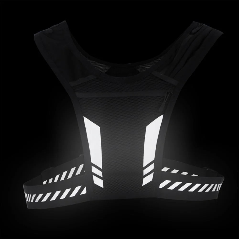 Outdoor Sports Water Bottle Chest Bag Breathable Cycling Night Running Bag Reflective Shoulder Backpack for 65-130cm Waist - Black Red - 3