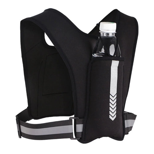 Reflective Vest Bag Fitness Water Bottle Mini Backpack Outdoor Sports Cell Phone Chest Bag for Running, Hiking - Black / Standard - 1