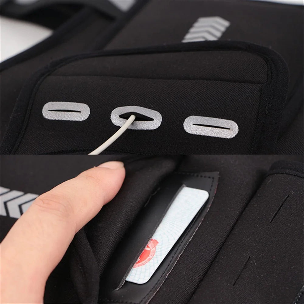Reflective Vest Bag Fitness Water Bottle Mini Backpack Outdoor Sports Cell Phone Chest Bag for Running, Hiking - Black / Standard - 6