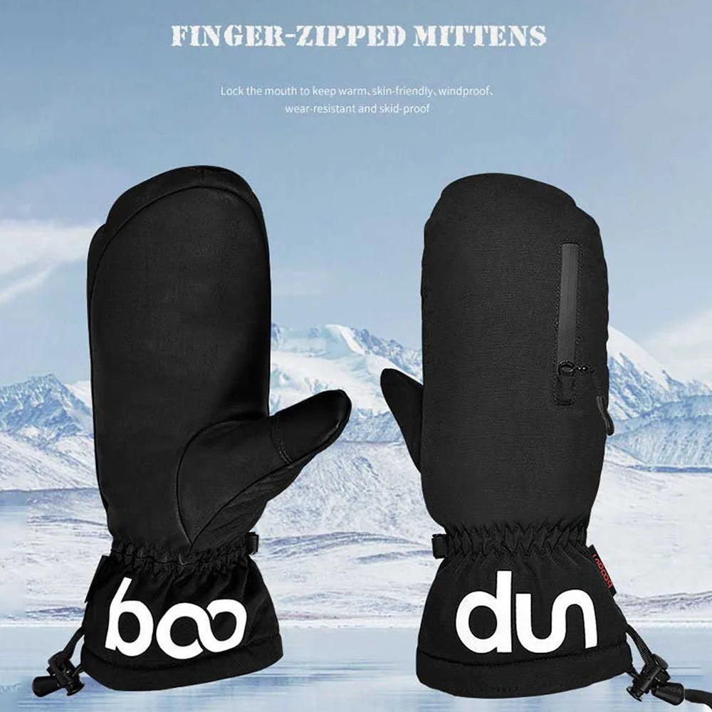 BOODUN 1233 1 Pair Adult Winter Skiing Cycling Gloves Thumb Touch Screen Warm Mittens with Zipper Pocket - Black / S - 2