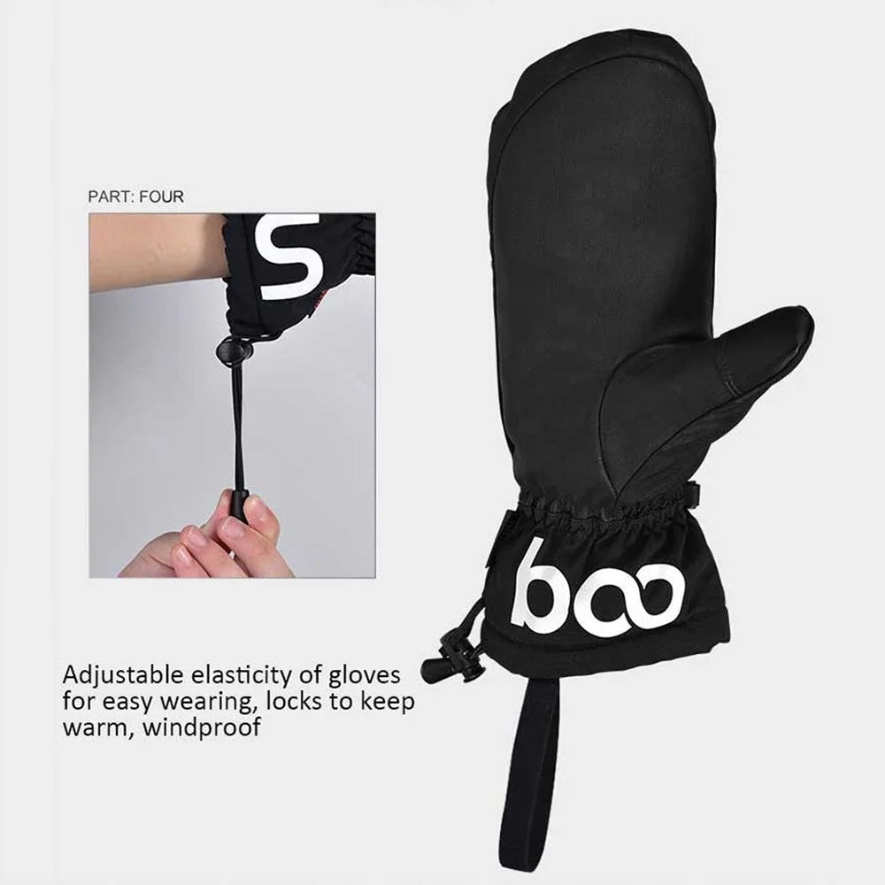 BOODUN 1233 1 Pair Adult Winter Skiing Cycling Gloves Thumb Touch Screen Warm Mittens with Zipper Pocket - Black / S - 7