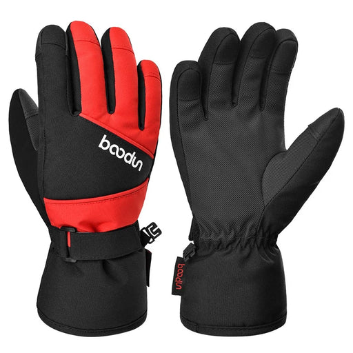 BOODUN 1383 1 Pair Outdoor Sports Kids Gloves Full Finger Anti-slip Mittens for Skiing Cycling - Black Red S / M - 1