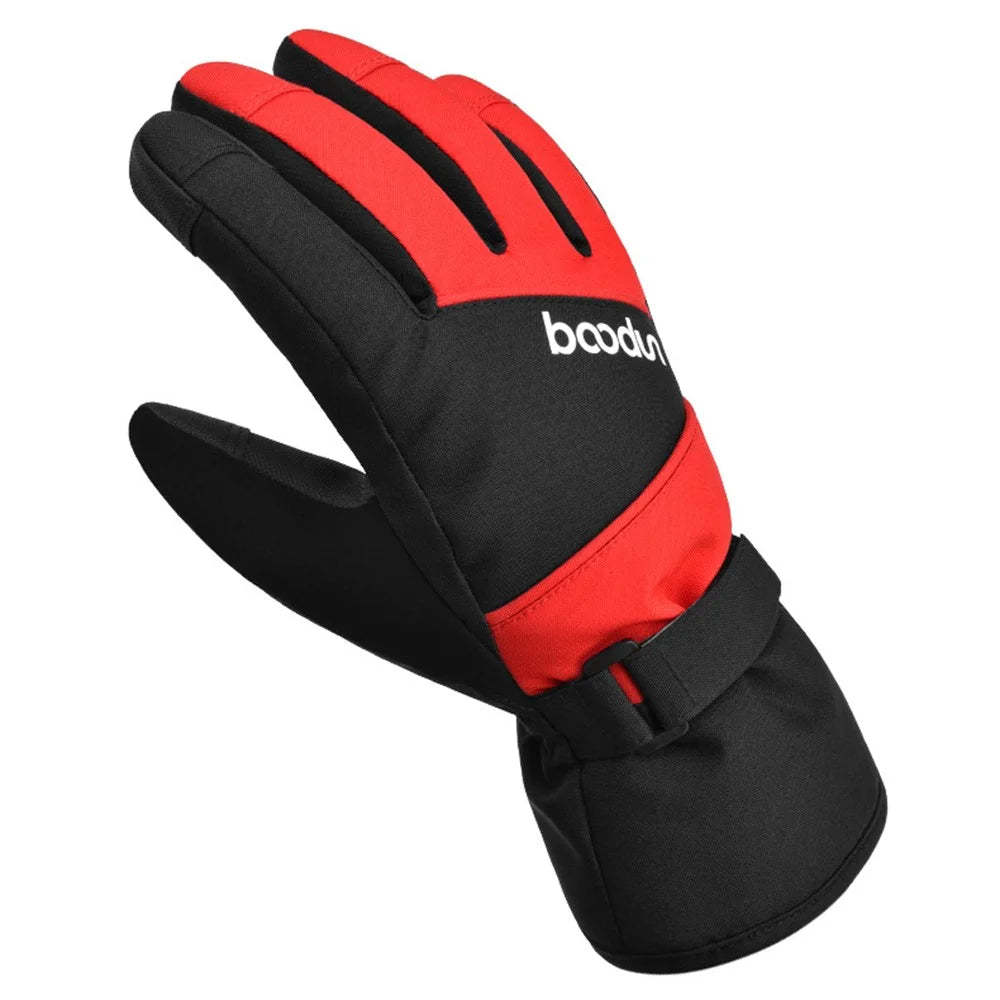 BOODUN 1383 1 Pair Outdoor Sports Kids Gloves Full Finger Anti-slip Mittens for Skiing Cycling - Black Red S / M - 3
