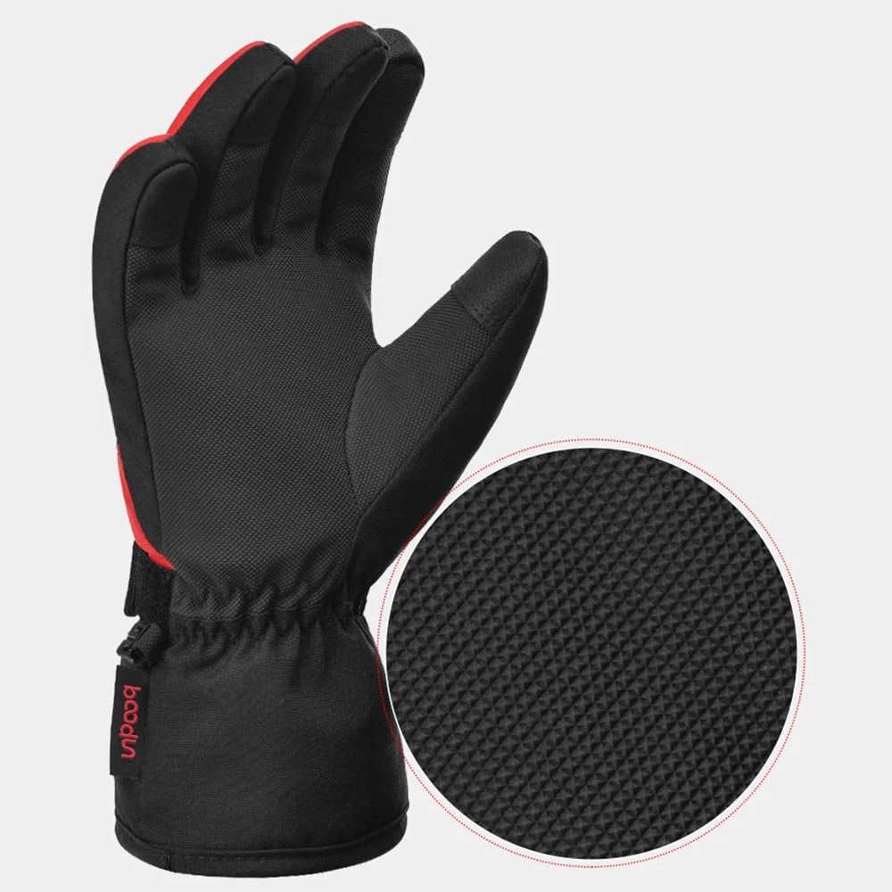 BOODUN 1383 1 Pair Outdoor Sports Kids Gloves Full Finger Anti-slip Mittens for Skiing Cycling - Black Red S / M - 7