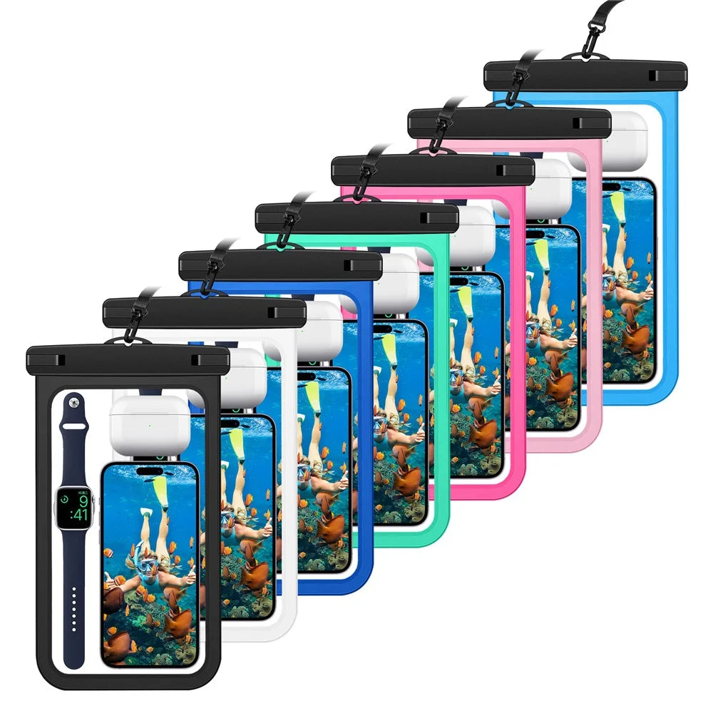 IPX8 Waterproof PVC Phone Pouch for Under 10-inches Mobile Phone Sealed Dry Bag with Strap - Green - 6
