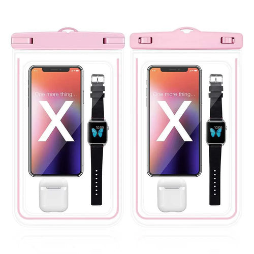 Luminous Frame PVC Phone Pouch for Under 8.9-inches Cell Phones IPX8 Waterproof Dry Bag with Strap - Pink - 1