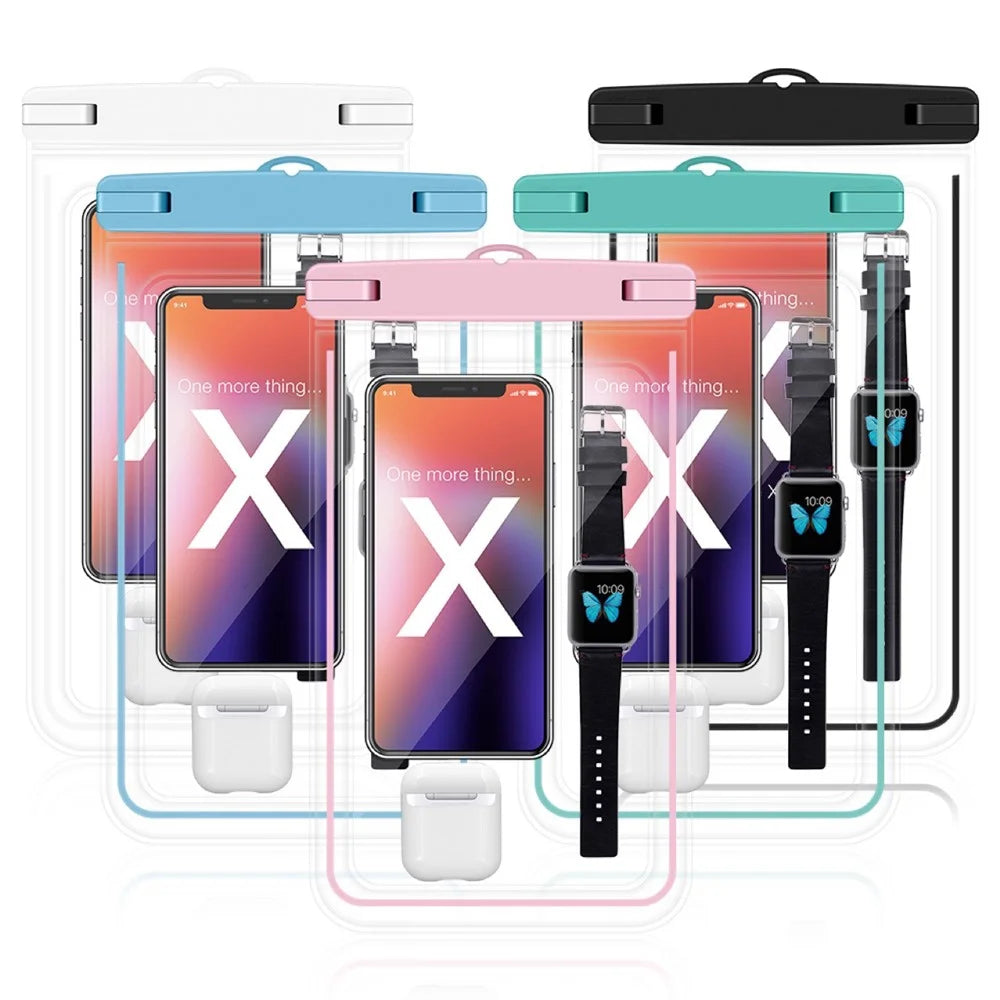 Luminous Frame PVC Phone Pouch for Under 8.9-inches Cell Phones IPX8 Waterproof Dry Bag with Strap - Pink - 4