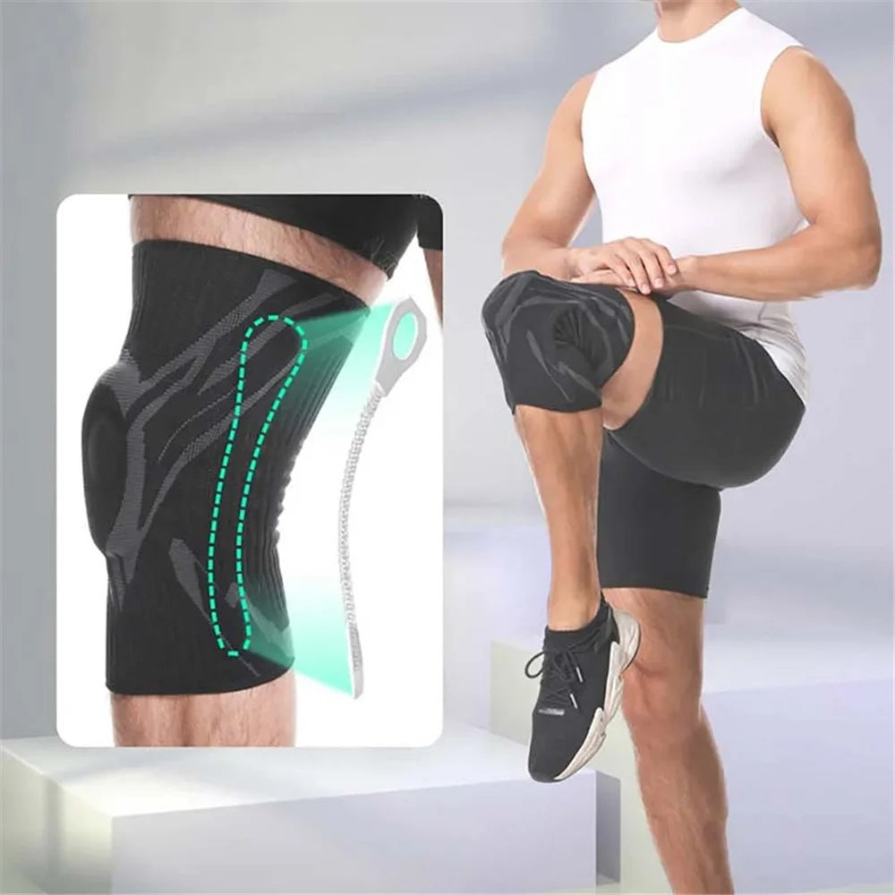 AOLIKES HX-7730 1Pc Shock Absorbing Knitted Knee Brace Fitness Gym Sports Anti-slip Knee Support - Peach Pink / M - 6