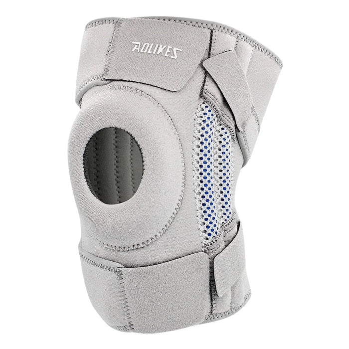 AOLIKES 7610 1Pc Compression Sports Knee Pad Fitness Running Elastic Knee Brace Protector - Light Grey - 1