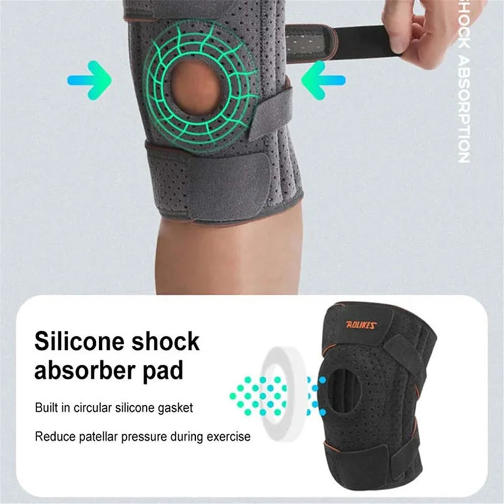 AOLIKES 7611 1Pc Anti-slip Fitness Compression Knee Support Shock Absorbing Knee Brace - Dark Grey - 4