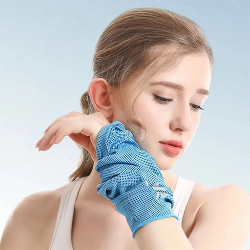 AOLIKES 7933 Cooling Polyester Wrist Sleeve Towel Quick Dry Heat Remove for Yoga Tenis Gym Fitness Runnig - Blue - 2