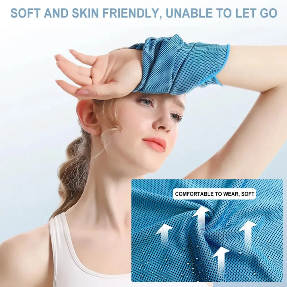 AOLIKES 7933 Cooling Polyester Wrist Sleeve Towel Quick Dry Heat Remove for Yoga Tenis Gym Fitness Runnig - Blue - 3