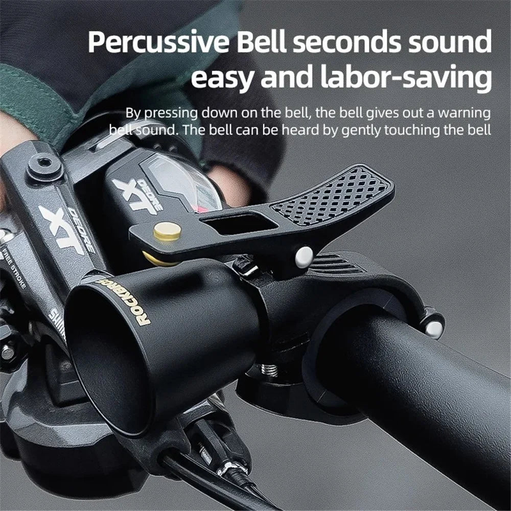 ROCKBROS 2022-1B Copper Alloy Bike Bell Bicycle Handlebar Mount Loud Metal Warning Horn - Black - 4