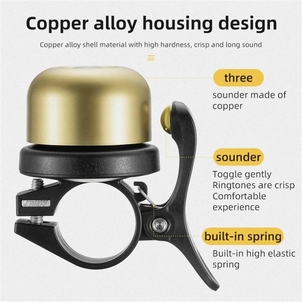 ROCKBROS BT-1 Copper Alloy Bike Bell Crisp Sound Bicycle Cycling Warning Horn - Gold - 4
