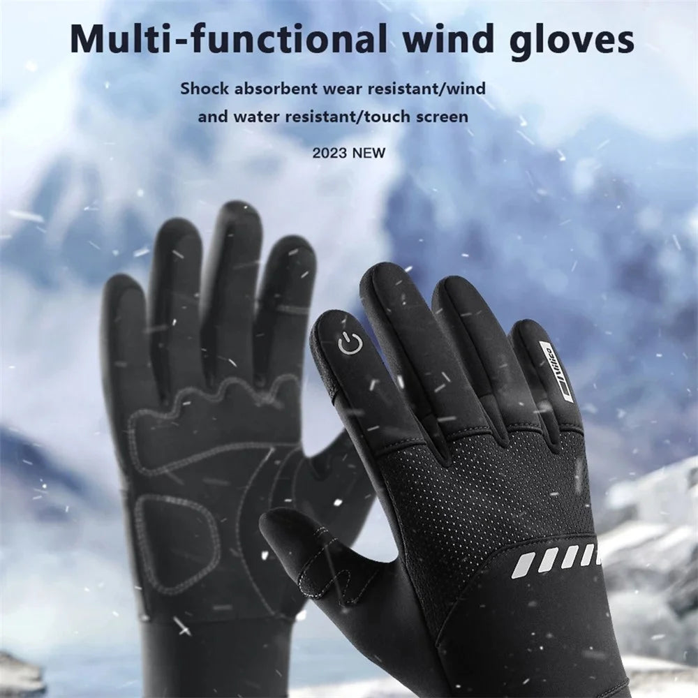 VILICO A0094 1 Pair Winter Warm Gloves Cycling Skiing Touch Screen Full Finger Gloves - Black / S - 2