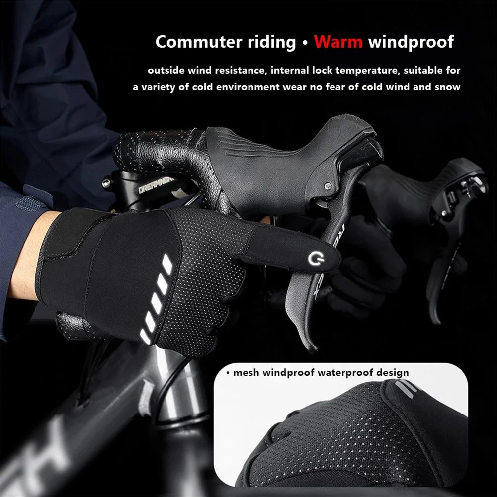 VILICO A0094 1 Pair Winter Warm Gloves Cycling Skiing Touch Screen Full Finger Gloves - Black / S - 3