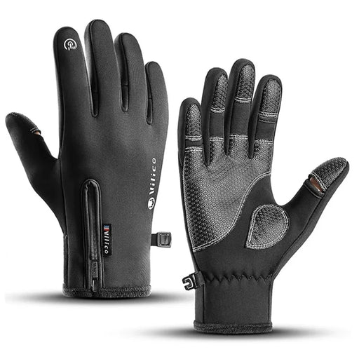 VILICO A0090 1 Pair Winter Warm Gloves Outdoor Cycling Windproof Touch Screen Full Finger Gloves - Black / S - 1