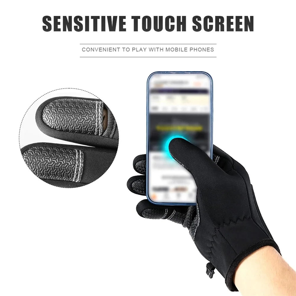 VILICO A0090 1 Pair Winter Warm Gloves Outdoor Cycling Windproof Touch Screen Full Finger Gloves - Black / S - 4