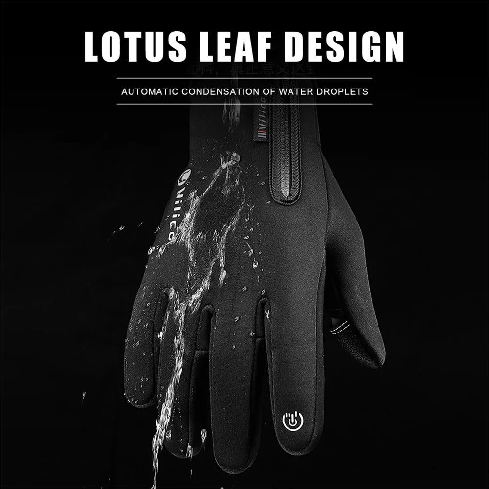 VILICO A0090 1 Pair Winter Warm Gloves Outdoor Cycling Windproof Touch Screen Full Finger Gloves - Black / S - 5