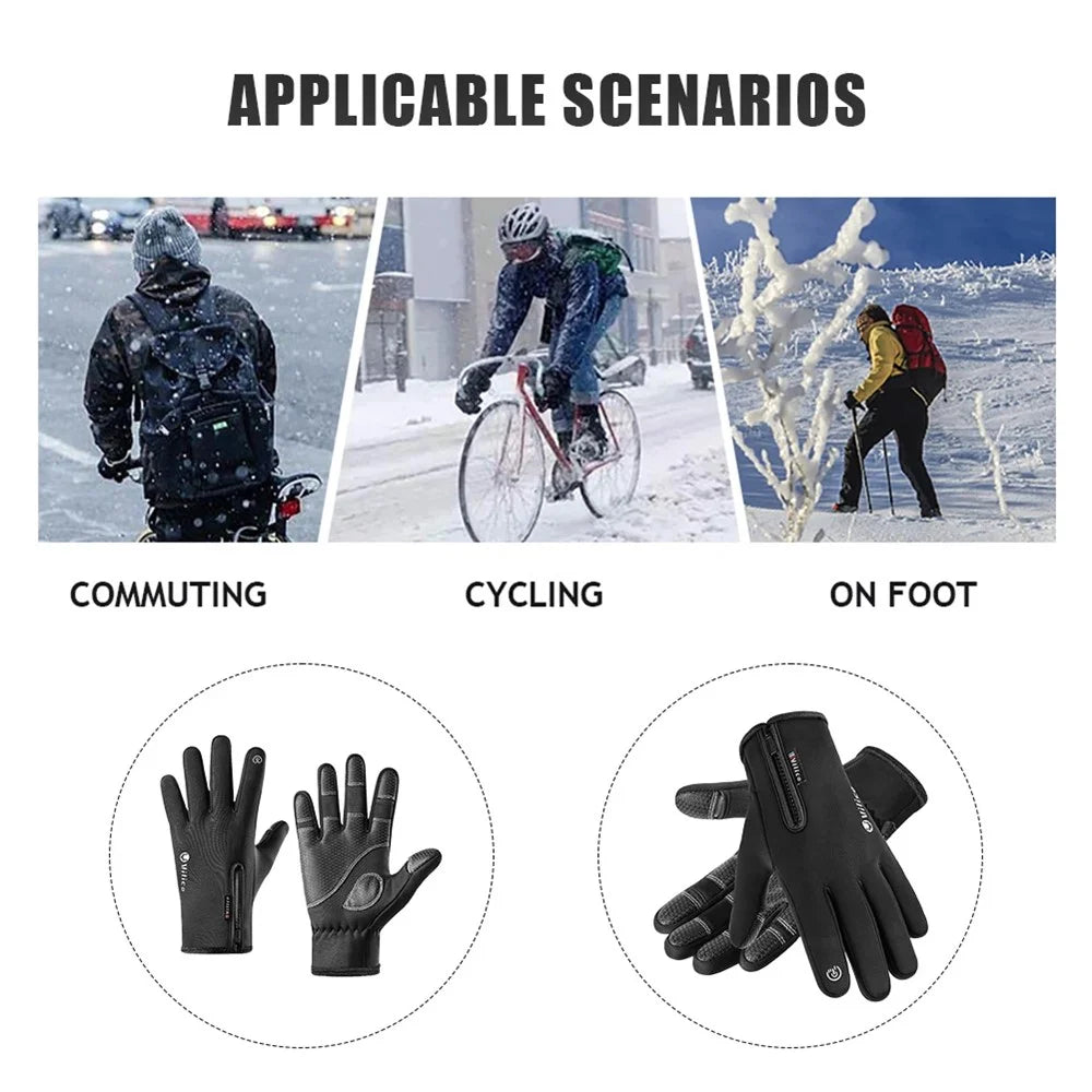 VILICO A0090 1 Pair Winter Warm Gloves Outdoor Cycling Windproof Touch Screen Full Finger Gloves - Black / S - 7