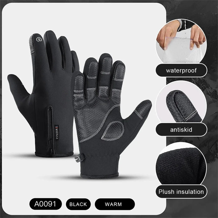VILICO A0091 1 Pair Winter Warm Gloves Waterproof Windproof Touch Screen Full Finger Gloves - Black / S - 4