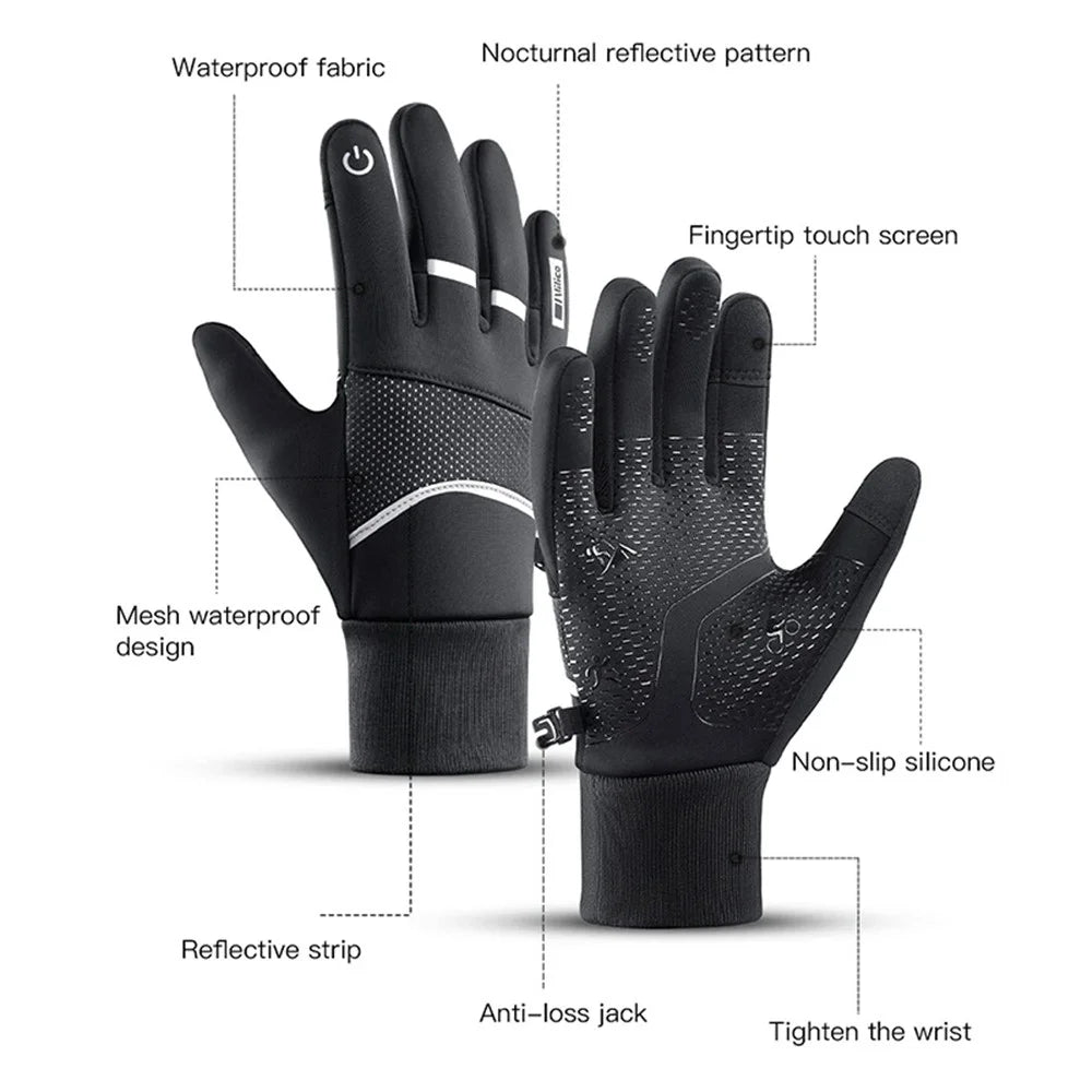 VILICO A0093 1 Pair Winter Sport Gloves Anti-skid Warm Touch Screen Full Finger Gloves - Blue / S - 2