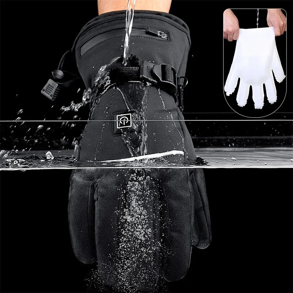 A0109 1 Pair Winter Touch Screen Electric Thermal Gloves Waterproof Heating Mittens for Snowboard Cycling Ski - 4
