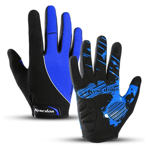 KYNCILOR A0038 Breathable Cycling Gloves Anti-Shock Outdoor Mountain Bike Full Finger Touch Screen Gloves - Blue / XL - 1
