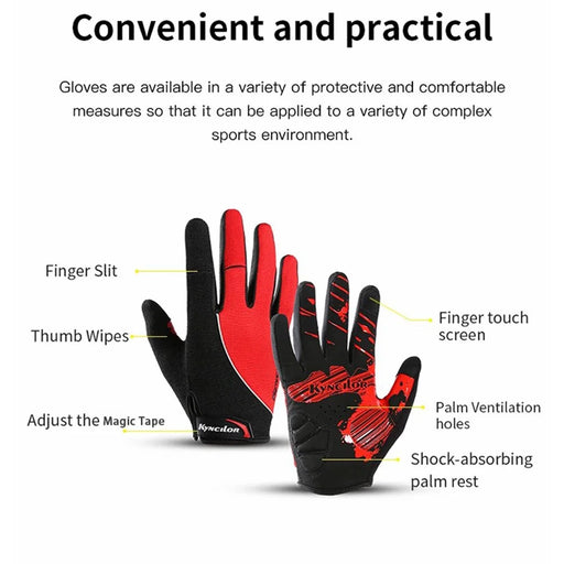 KYNCILOR A0038 Breathable Cycling Gloves Anti-Shock Outdoor Mountain Bike Full Finger Touch Screen Gloves - Blue / XL - 2