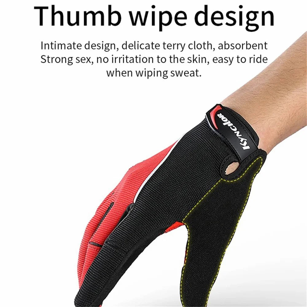 KYNCILOR A0038 Breathable Cycling Gloves Anti-Shock Outdoor Mountain Bike Full Finger Touch Screen Gloves - Blue / XL - 3