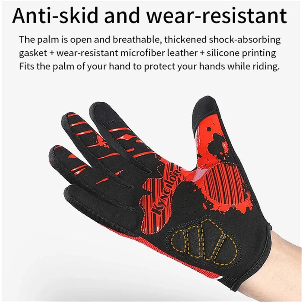 KYNCILOR A0038 Breathable Cycling Gloves Anti-Shock Outdoor Mountain Bike Full Finger Touch Screen Gloves - Blue / XL - 5