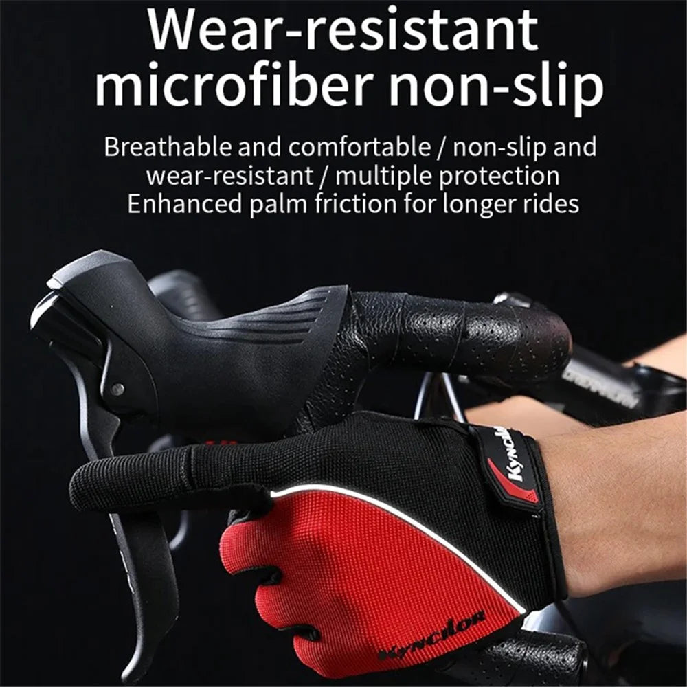 KYNCILOR A0038 Breathable Cycling Gloves Anti-Shock Outdoor Mountain Bike Full Finger Touch Screen Gloves - Blue / XL - 6