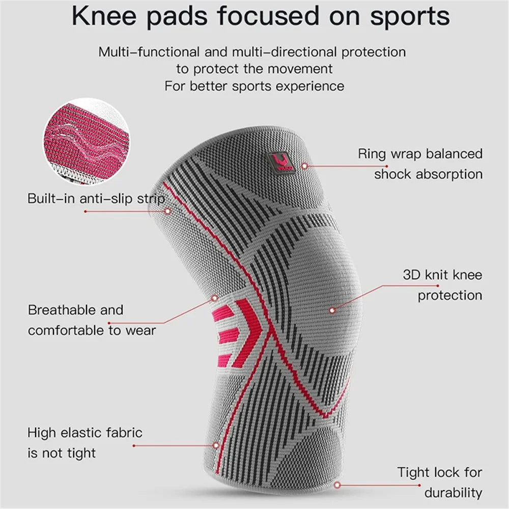 VILICO AB086 1 Pair Anti-slip Stretch Knee Brace Outdoor Sports Knitted Knee Protector - Grey / M - 2