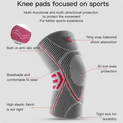 VILICO AB086 1 Pair Anti-slip Stretch Knee Brace Outdoor Sports Knitted Knee Protector - Grey / M - 2