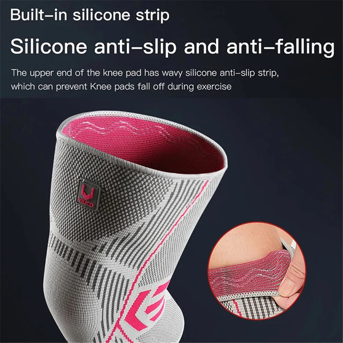 VILICO AB086 1 Pair Anti-slip Stretch Knee Brace Outdoor Sports Knitted Knee Protector - Grey / M - 6