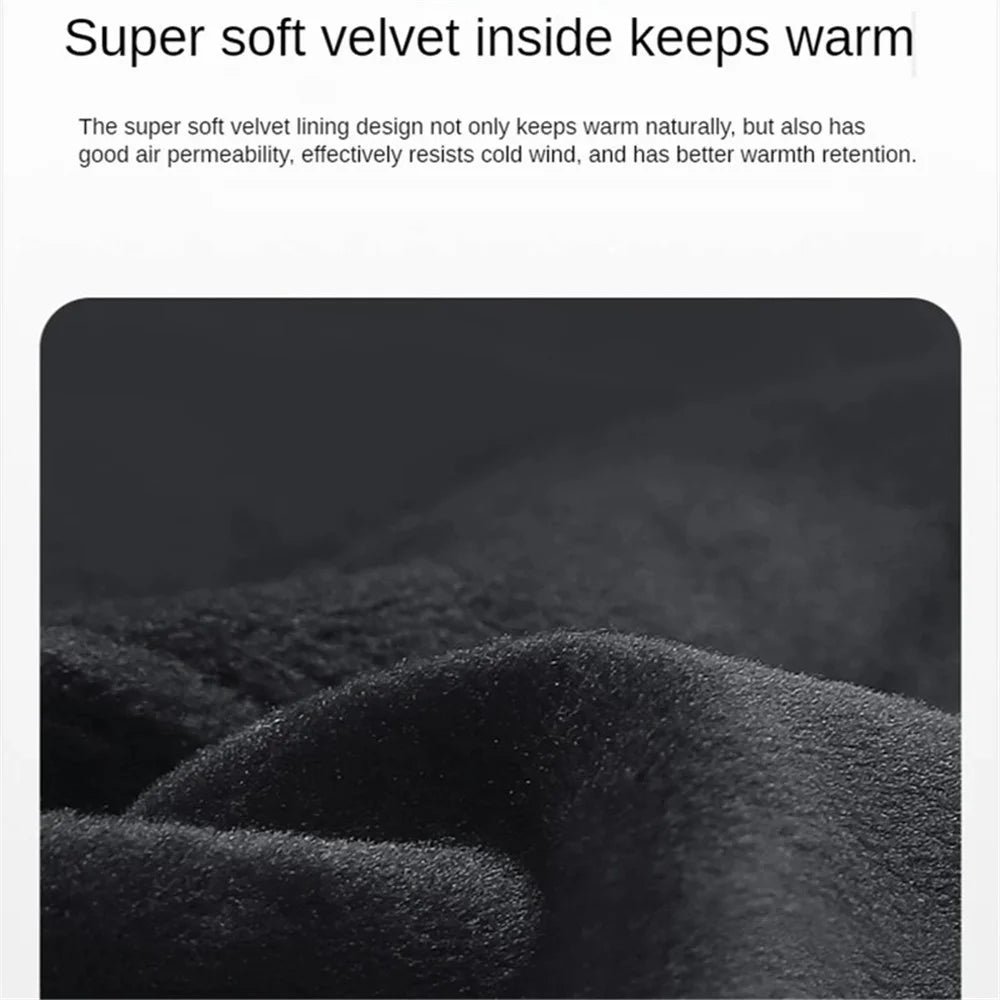 KYNCILOR A0032 1 Pair PU Leather Gloves Thermal Velvet Lining Touch Screen Function Hand Gloves Protector - S - 4