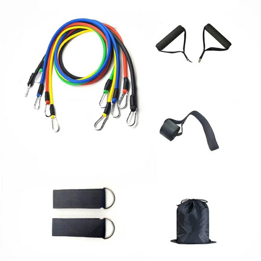 11Pcs / Set Fitness Resistance Band TPR+Nylon Workout Tension Puller Exercise Elastic Rope - 1