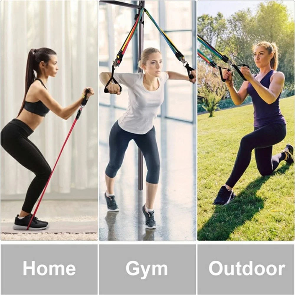 11Pcs / Set Fitness Resistance Band TPR+Nylon Workout Tension Puller Exercise Elastic Rope - 3