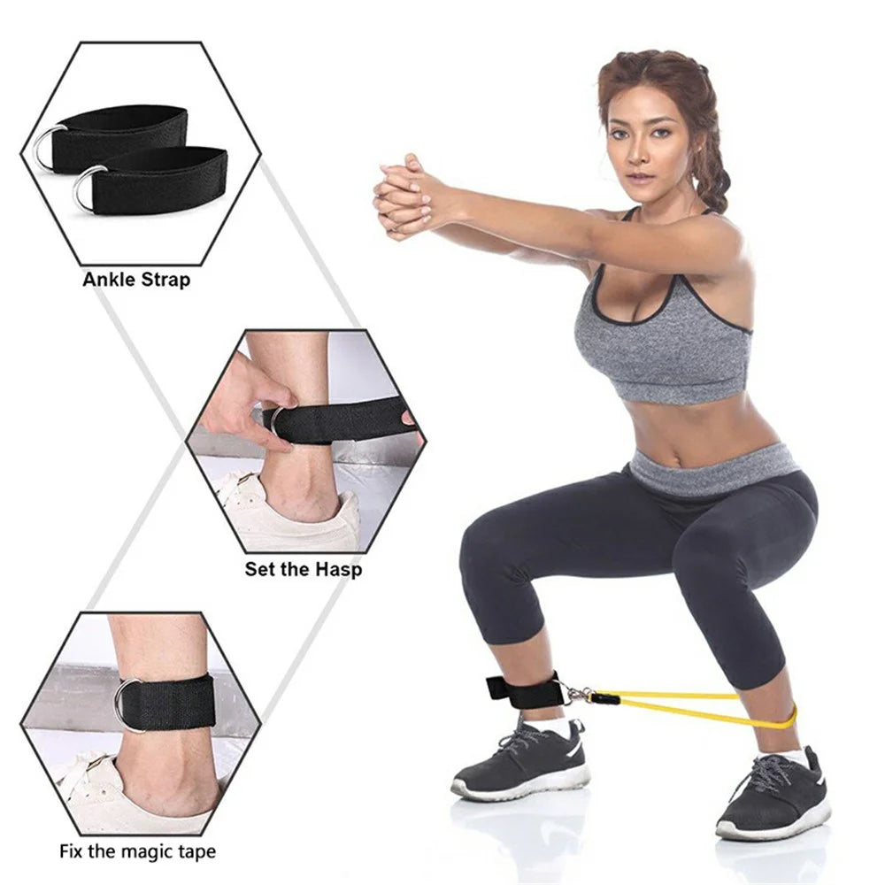 11Pcs / Set Fitness Resistance Band TPR+Nylon Workout Tension Puller Exercise Elastic Rope - 4