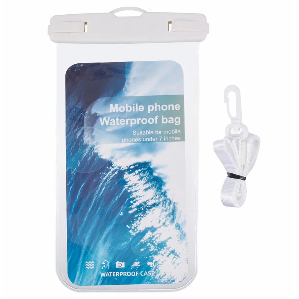 Waterproof Phone Pouch Case Holder for Under 6.5-inches Phone Underwater Clear Cellphone Dry Bag - White - 2