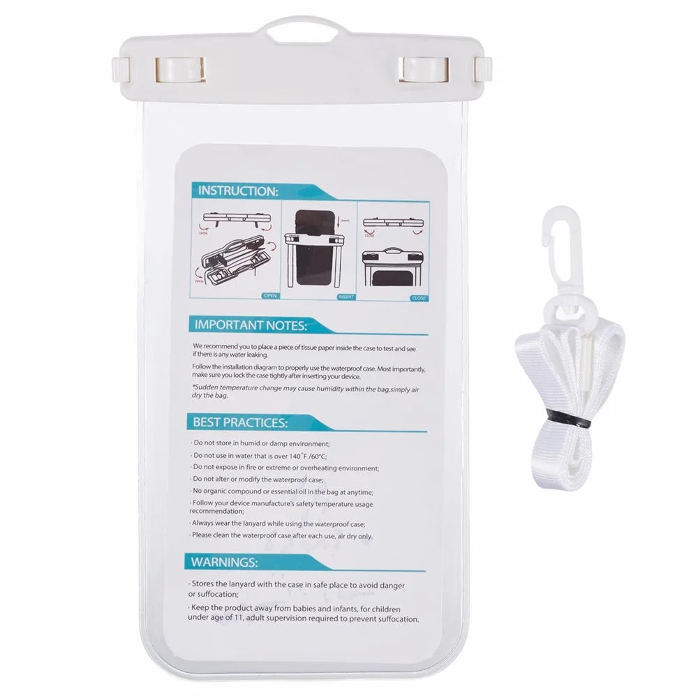 Waterproof Phone Pouch Case Holder for Under 6.5-inches Phone Underwater Clear Cellphone Dry Bag - White - 3