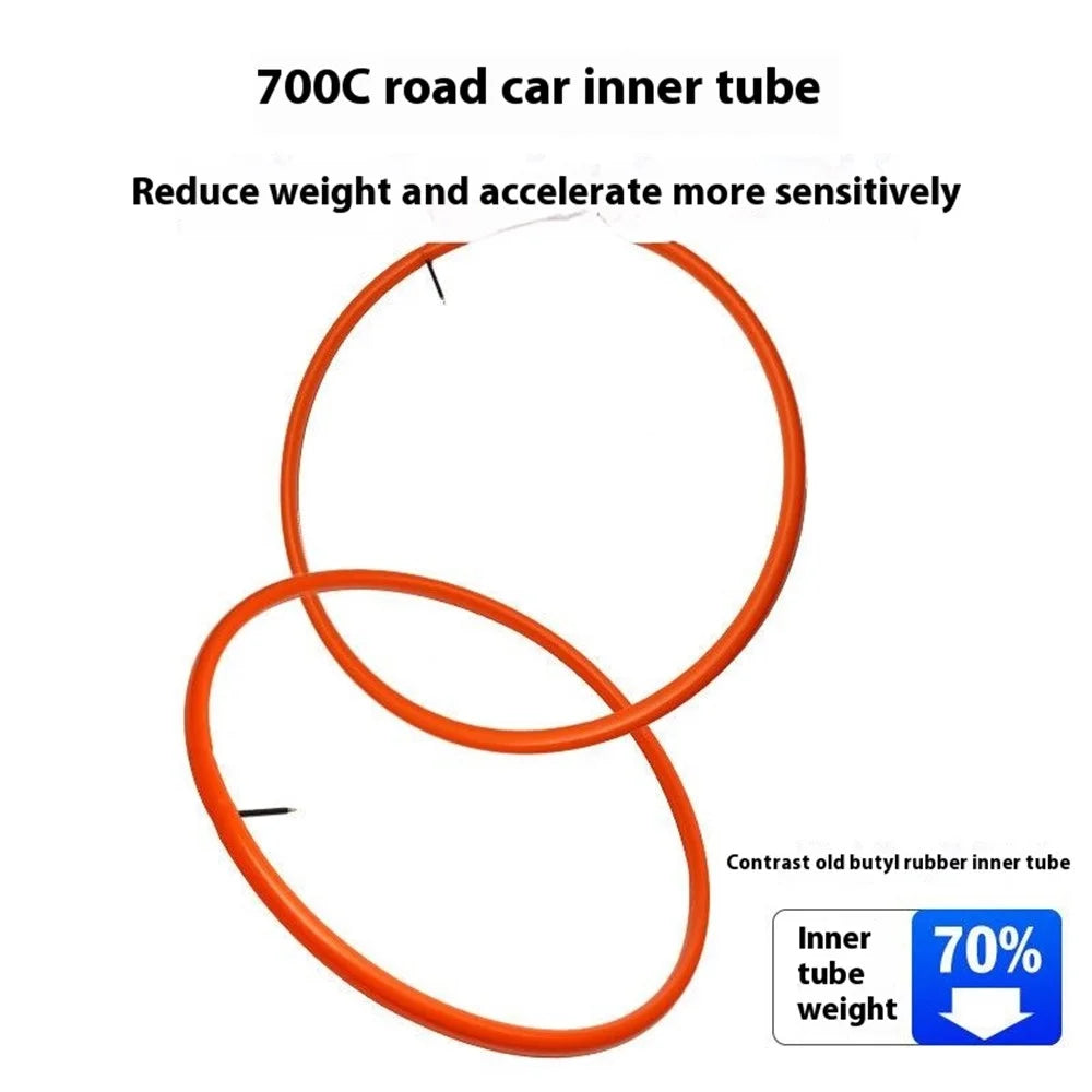 Ultra-Light Road Bike TPU Inner Tube with 2 Tire Repair Patch - 700C Presta Valve 45mm - 3