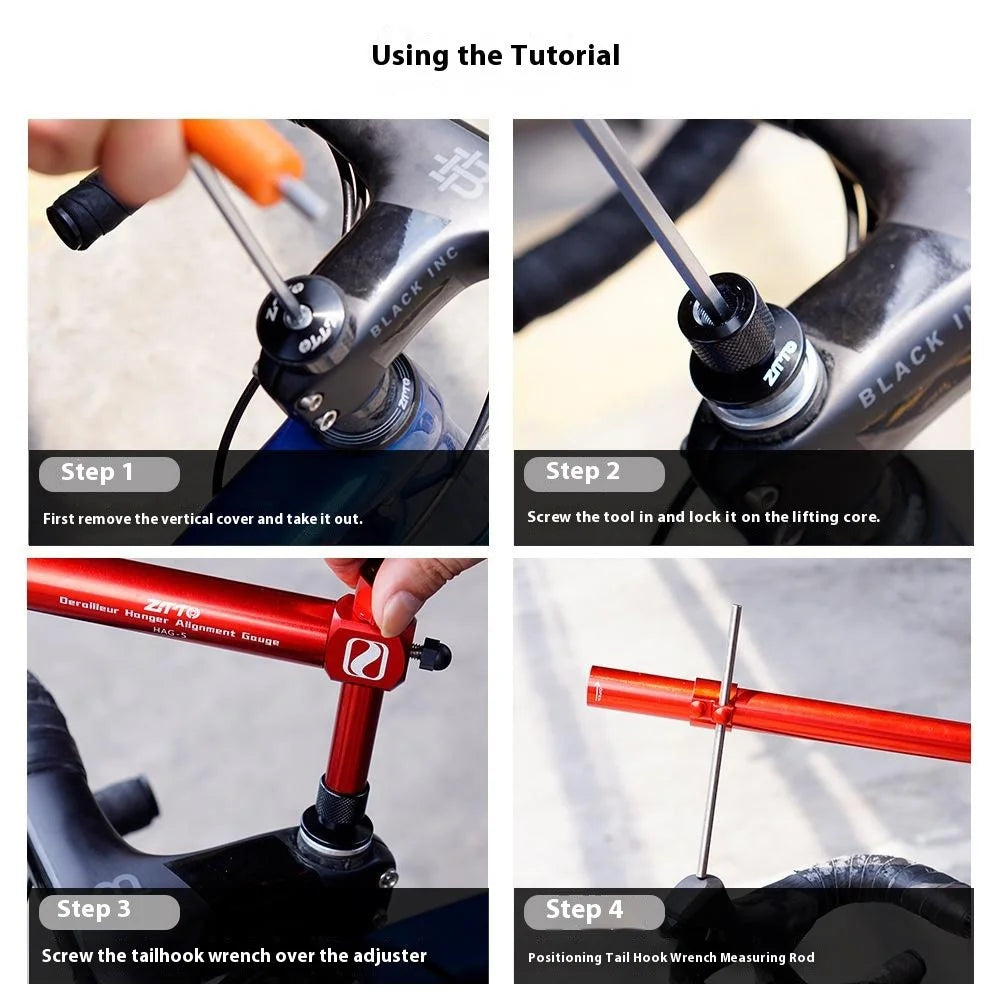 ZTTO Road Bike Derailleur Hanger Alignment Tool Handlebar Height Angle Left and Right Symmetric Adjuster - Black - 7