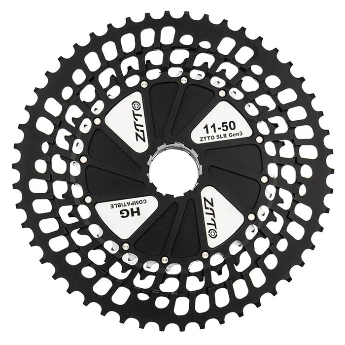ZTTO 12 Speed 11-50T Ultra Light Aluminum Alloy + Steel Mountain Bike Cassette Freewheel for HG Hub - Black+Silver - 2