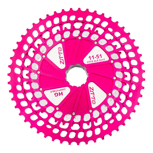 ZTTO 12 Speed 11-51T CNC Aluminum Alloy + Steel Mountain Bike Cassette Freewheel for HG Hub - Rose+Silver - 2