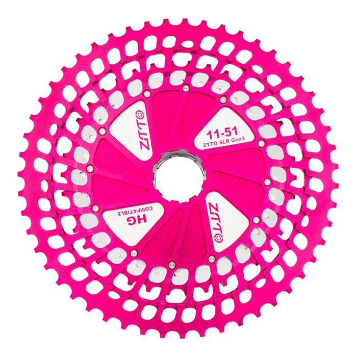 ZTTO 12 Speed 11-51T CNC Aluminum Alloy + Steel Mountain Bike Cassette Freewheel for HG Hub - Rose+Silver - 2